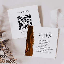 Carte D'accompagnement Burange Orange Gold Agate Mariage QR Code RSVP