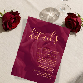 Carte D'accompagnement Burgundy and gold elegant wedding response Card