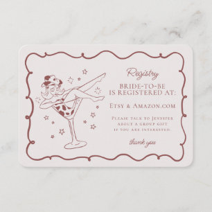 Carte D'accompagnement Burgundy Cocktails et Cowgirls Registry Insert