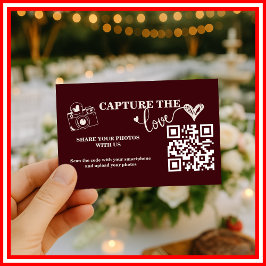 Carte D'accompagnement Burgundy & Ivory Capture The Love QR Code Wedding