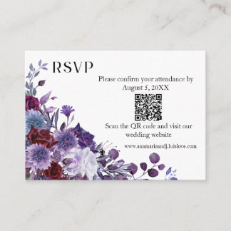 Carte D'accompagnement Burgundy Lavender Dusty Blue Minimalist QR Code