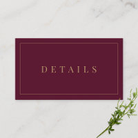 Burgundy & Or Simple Formel Détails du Mariage