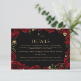 Carte D'accompagnement Burgundy Roses Boho Wedding