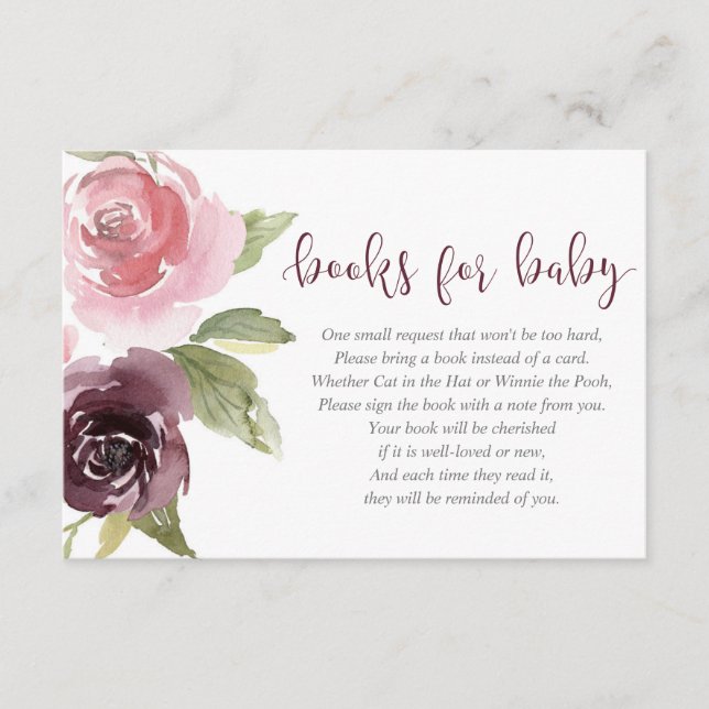Carte D'accompagnement Burgundy rousse fille baby shower demande (Devant)