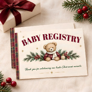 Carte D'accompagnement Burgundy Teddy Bear Noël Baby Shower