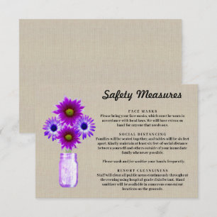 Carte D'accompagnement Burlap Purple Floral Mason Mesures de sécurité des