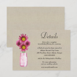 Carte D'accompagnement Burlap Rose Floral Mason Jar Détails du Mariage