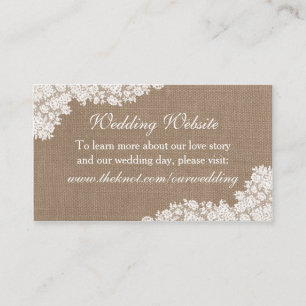Carte D'accompagnement Burlap Rustique et collection Vintage de dentelle