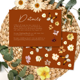 Carte D'accompagnement Burnt Orange Fleur sauvage Boho Détails du Mariage