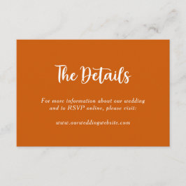 Carte D'accompagnement Burnt Orange Floral Mariage Nom du couple