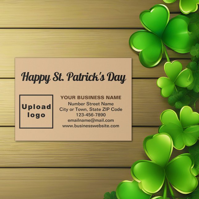Carte D'accompagnement Business Saint Patrick Salutation à la lumière Bro (Light brown Saint Patrick business enclosure card)