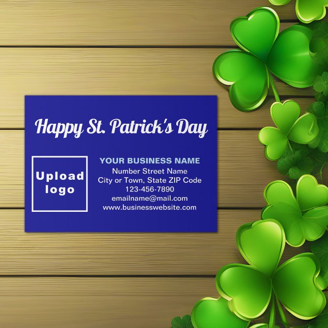 Carte D'accompagnement Business Saint Patrick Salutation sur le bleu (Blue Saint Patrick business enclosure card)