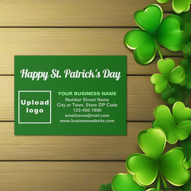 Carte D'accompagnement Business Saint Patrick Salutation sur le vert (Green Saint Patrick business enclosure card)