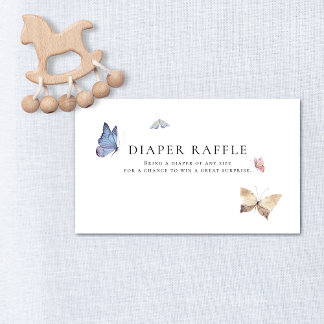 Carte D'accompagnement Butterfly Girl Baby Shower Diaper Raffle