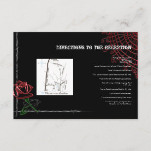 Carte D'accompagnement Câble barbelé gothique et Mariage Rose Directions