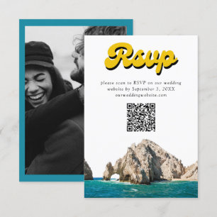 Carte D'accompagnement Cabo Wedding Inviter Retro RSVP QR Code Enfermer