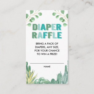 Carte D'accompagnement Cactus succulents bleu vert diaper tombole