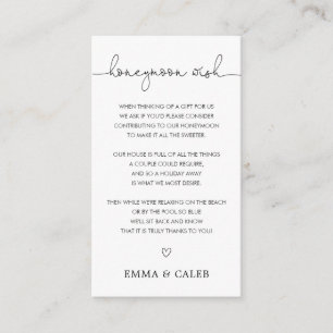 Carte D'accompagnement Cadeau de Lune de Miel Calligraphie Simple
