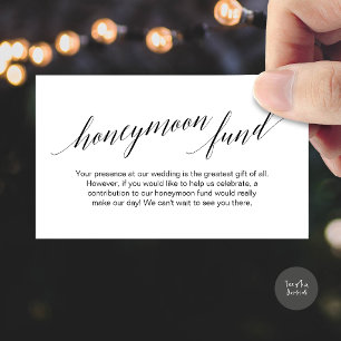 Carte D'accompagnement Cadeau de Lune de Miel Écriture Noire Élégante Mod