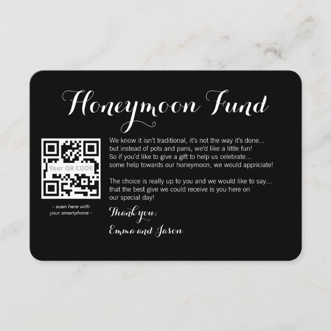 Carte D'accompagnement Cadeau de lune de miel numérique noir  (Devant)