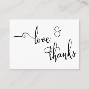 Carte D'accompagnement Cadeau de mariage Love & Thanks Typographie élégan