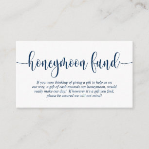 Carte D'accompagnement Cadeau de voyage de noces et souhait, Bleu marine