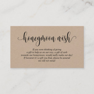 Carte D'accompagnement Cadeau de voyage de noces ou souhait, Kraft marron