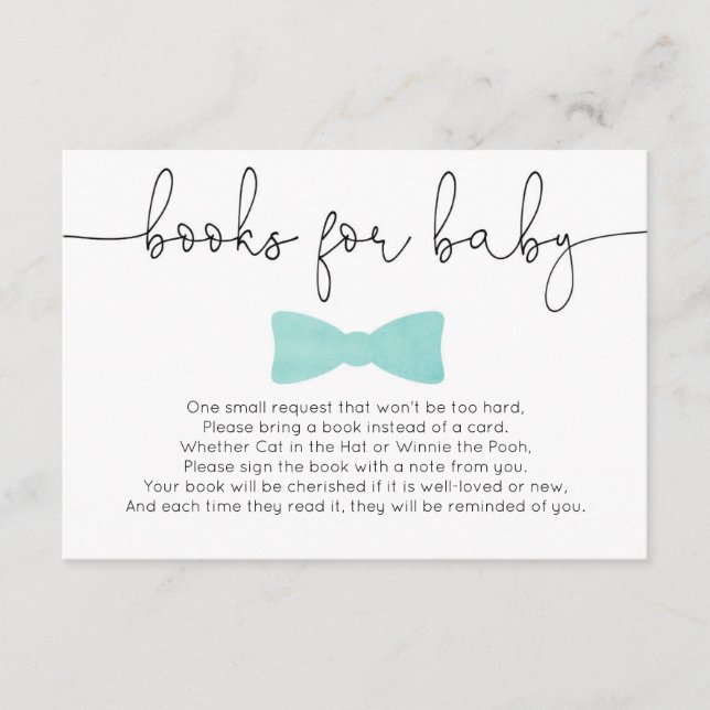 Carte D'accompagnement Cadeaux de livres aqua pour bébé pour une douche d (Devant)