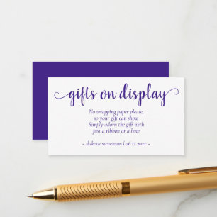 Carte D'accompagnement Cadeaux simples violets à l'écran   Grapher n'impo