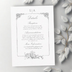 Carte D'accompagnement Cadre Floral Rococo Français élégant