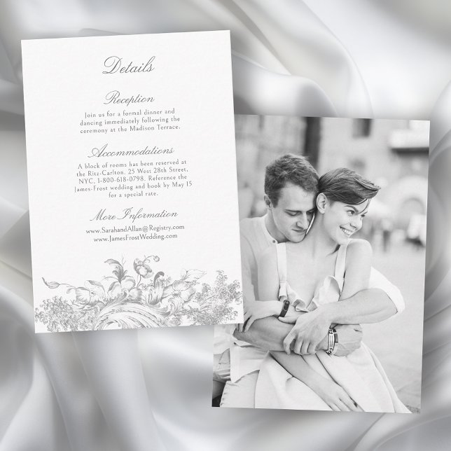 Carte D'accompagnement Cadre Floral Rococo Français élégant (Créateur téléchargé)