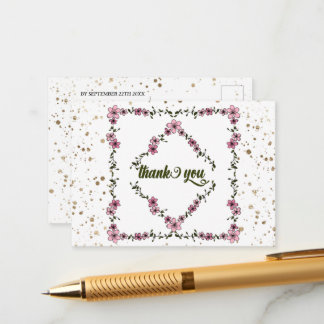 Carte D'accompagnement Cadre floral rustique motif script moderne, postca