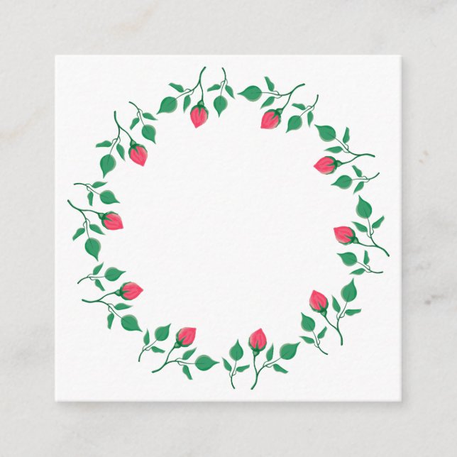 Carte D'accompagnement Cadre rond fleuri avec fleurs roses (Devant)