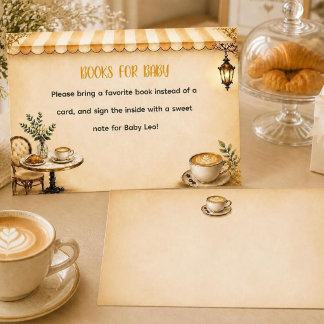 Carte D'accompagnement Café Bébé élégant Baby Shower Bistro français Beig