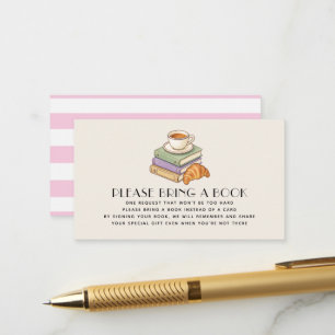 Carte D'accompagnement Cafe Bébé Fille Demande de Livre Baby Shower