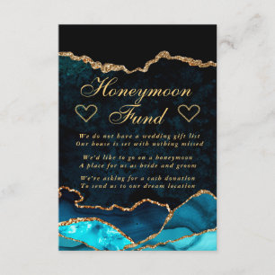 Carte D'accompagnement Caisse de Lune de Miel Faux Paillettes Agate Or Sa