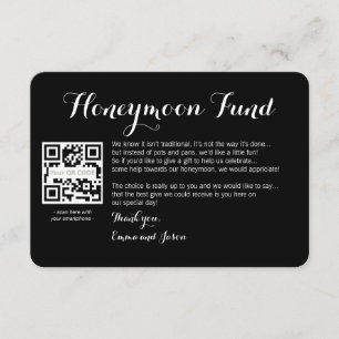 Carte D'accompagnement Caisse de lune de miel numérique mariage noir 