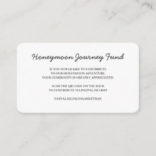 Carte D'accompagnement Caisse de Lune de Miel QR Création de Mariage