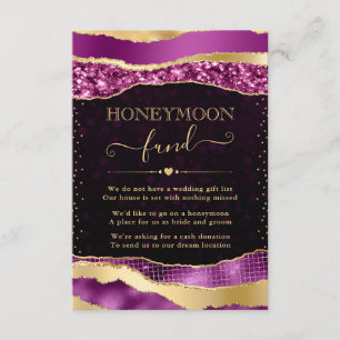 Carte D'accompagnement Caisse de Noces Mariage Lune de Miel Paillettes Po