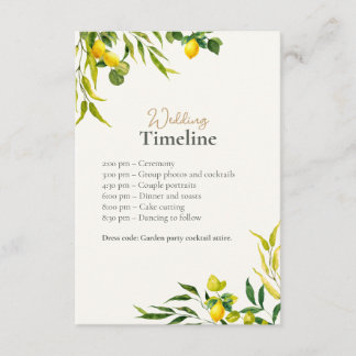 Carte D'accompagnement Calendrier de mariage au citron à l'aquarelle avec