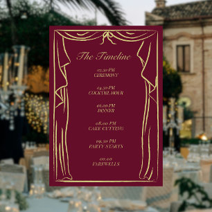 Carte D'accompagnement Calendrier de mariage illustré de rideau