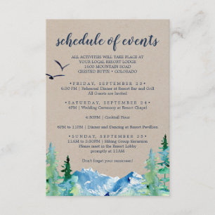 Carte D'accompagnement Calendrier du week-end de mariage à Kraft Mountain