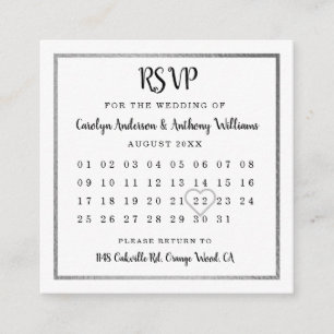 Carte D'accompagnement Calendrier moderne Silver Foil RSVP