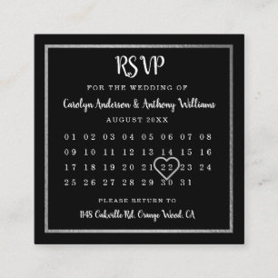 Carte D'accompagnement Calendrier moderne Silver Foil RSVP