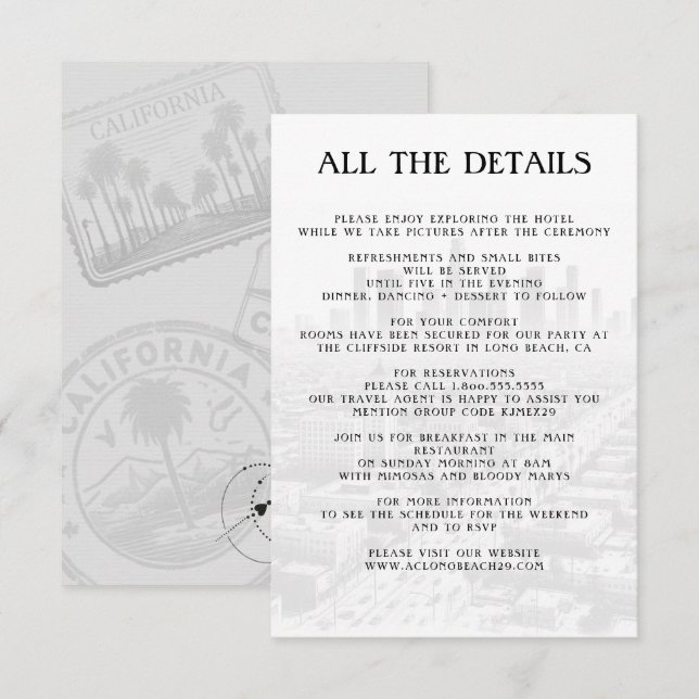 Carte D'accompagnement California Passport Details (Devant / Derrière)