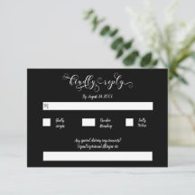 Calligraphe Script traditionnel Noir Mariage RSVP