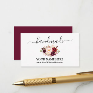 Carte D'accompagnement Calligraphie Aquarelle Bourgogne Floral artisanal