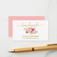 Calligraphie Aquarelle rose Floral Or fait main