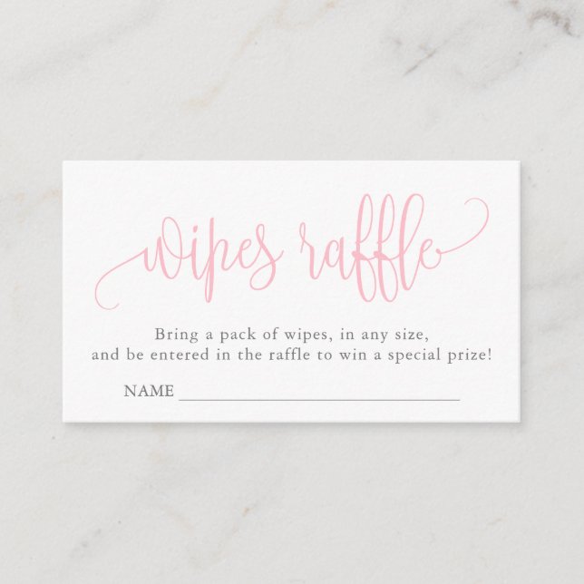Carte D'accompagnement Calligraphie Baby shower linges Raffle, Bébé rose (Devant)