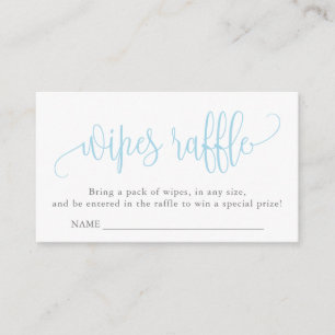 Carte D'accompagnement Calligraphie Baby shower linges Raffle, bleu clair